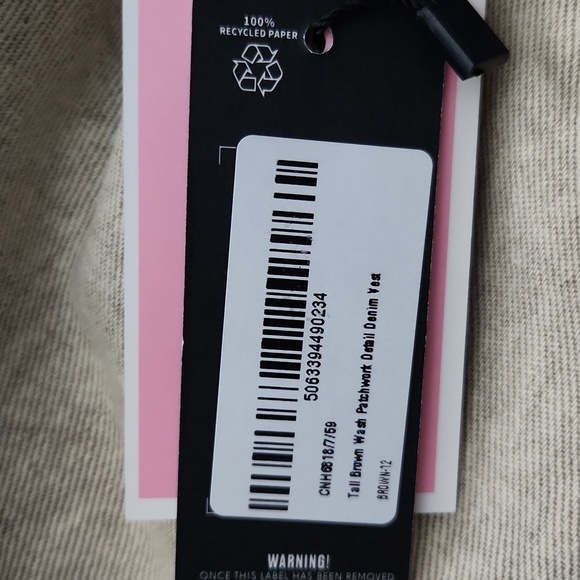 PRETTY LITTLE THING Women's  Tan Sleeveless Denim TopVest Size 8. - Picture 13 of 13